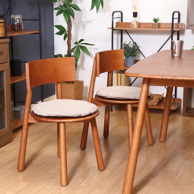 ダイニングチェア 幅565mm ナチュラル キャスター付き 木製フレーム 合